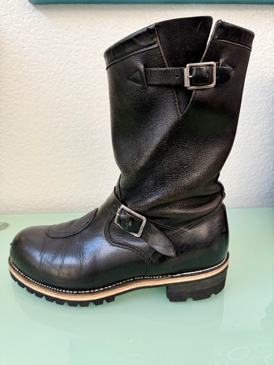 CHIPPEWA Black Leather steel-toed Motorcycle Boots Men\'s Size 12 main image 11